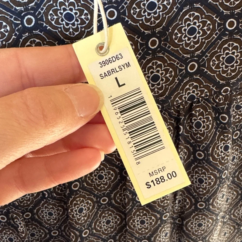 Max Studio Navy Patterned Long Sleeve Dress - NWT - Picture 9 of 10